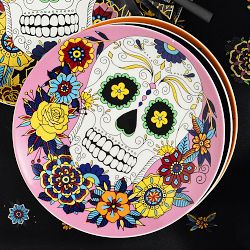 Day of the Dead Mixed Salad Plates, Set of 4