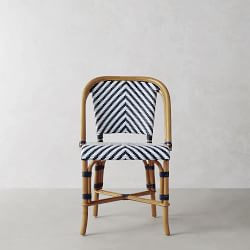 OPEN BOX: Parisian Bistro Woven Side Chair, Blue/White