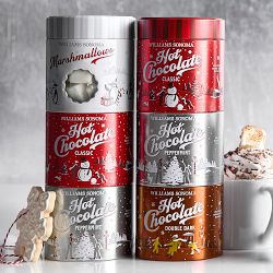 Williams Sonoma Classic, Peppermint, &amp; Double Dark Hot Chocolate Sampler Tin