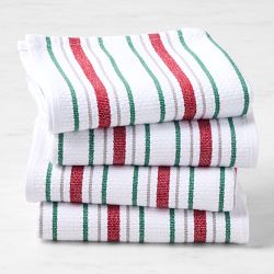 Williams Sonoma Classic Stripe Towels, Set of 4, Red & Green