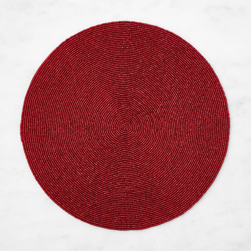 Beaded Round Placemat, Red