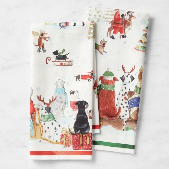 Holiday Dogs Tea Towels, Set of 2