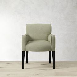 OPEN BOX: Fitzgerald Dining with Handle Arm Chair, Performance Recycled Plush Weave, Sage, Ebony