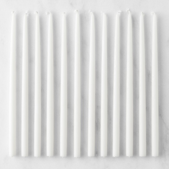 White Tiny Taper Candles, Set of 12