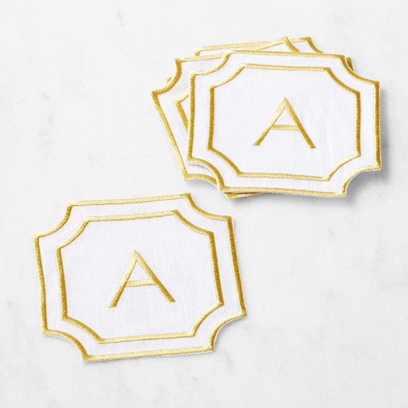 Cartouche Monogram Coasters, Set of 4