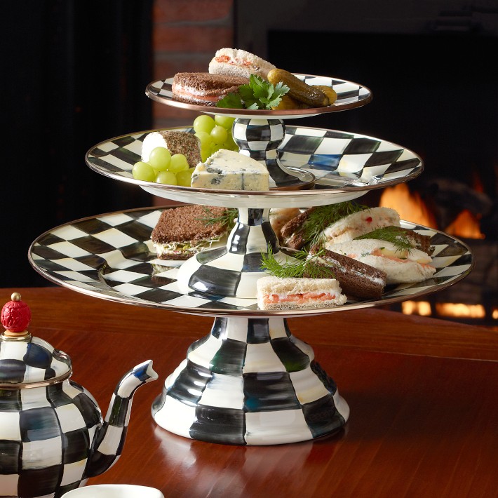 MACKENZIE-CHILDS チェッカーボード ケーキスタンド Mackenzie-Childs Courtly Check Large Pedestal Platter | Williams