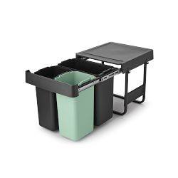 Brabantia Sort & Go In-Cabinet Bin,(10 + 10 + 20L) Dark Gray & Jade green