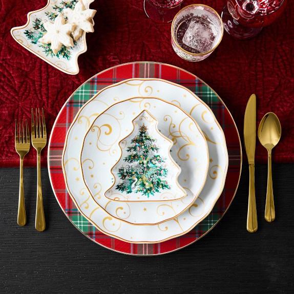 'Twas the Night Before Christmas Figural Tree Appetizer Plates, Set of 4