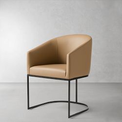 Bradley Upholstered Curved Back Dining Armchair, Taupe