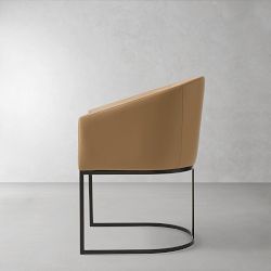 Bradley Upholstered Curved Back Dining Armchair, Taupe