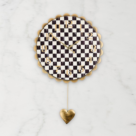 MacKenzie Childs Courtly Check Heart Pendant Wall Clock