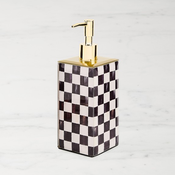 MacKenzie Childs Courtly Check Glass Soap Pump