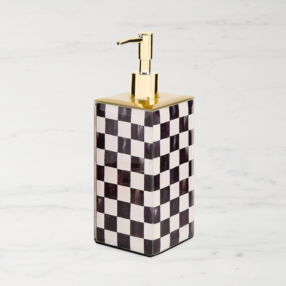 MacKenzie-Childs Courtly Check Glass Soap Pump
