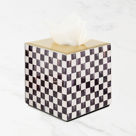 MacKenzie Childs Courtly Check Glass Boutique Tissue Box Cover