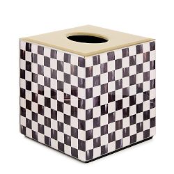 MacKenzie Childs Courtly Check Glass Boutique Tissue Box Cover