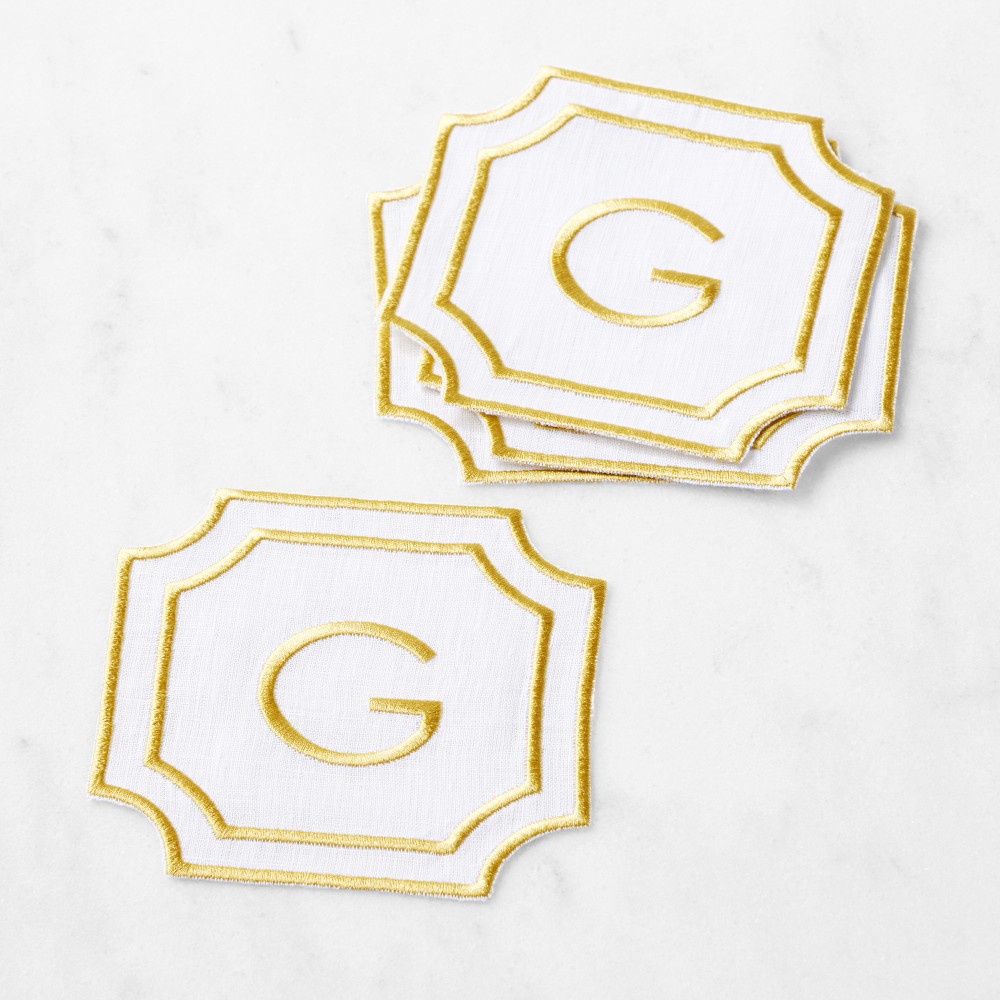 Cartouche Monogram Coasters, Set of 4 - Set of 4, G