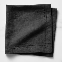 Linen Double Hemstitch Napkins, Set of 4, Black