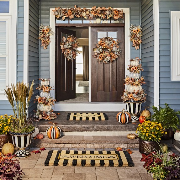 MacKenzie-Childs Welcome Awning Stripe Double Doormat