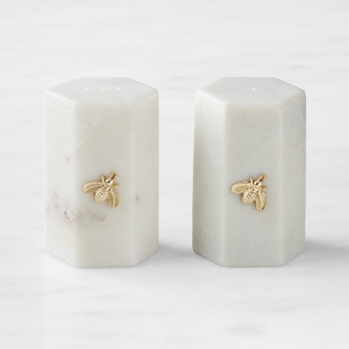 Honey Bee Ceramic Salt & Pepper Shaker Set - Honeycomb Design Kitchen & Table Decor - View #5