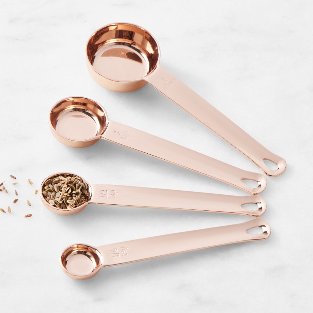 Williams Sonoma Copper Nesting Measuring Cups & Spoons - Set of 4