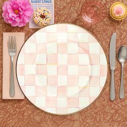 MacKenzie-Childs Rosy Check Enamel Dinner Plate