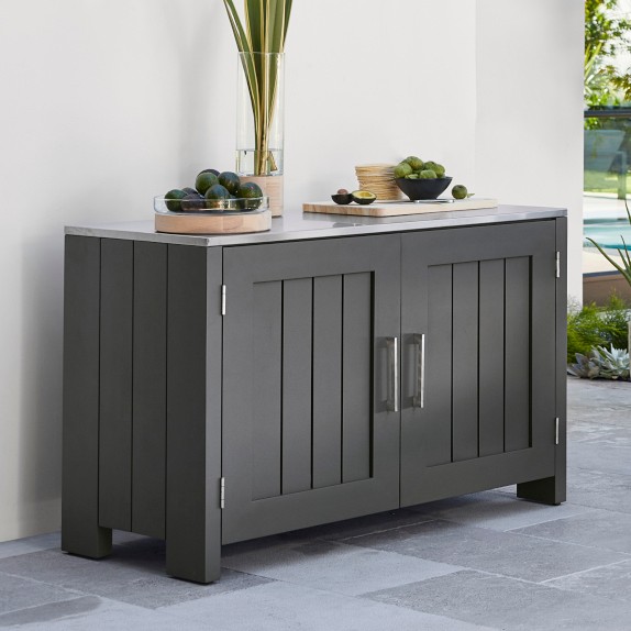 Larnaca Outdoor Slate Grey Metal 2-Door Cabinet (54.5
