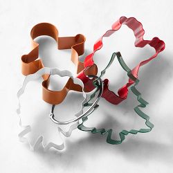 Williams Sonoma Holiday Coloured Cookie Cutters on Ring, Set of 4