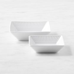 Pillivuyt Plisse Porcelain Square Nesting Dip Bowls, Set of 2