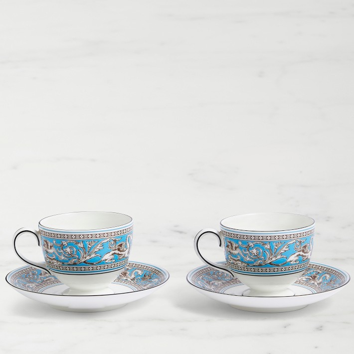 Wedgwood Florentine Turquoise Cups & Saucers, Set of 2 | Williams