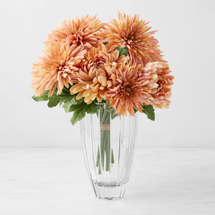 Fall Faux Orange Spider Mum & Chrysanthemum Bundle | Williams Sonoma