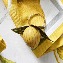 Lemon Cloisonn&#233; Napkin Rings, Set of 4