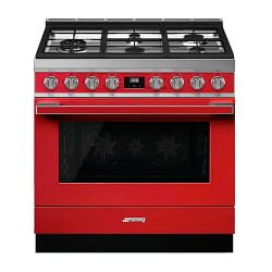 SMEG Portofino All Gas Range, Red, 36"