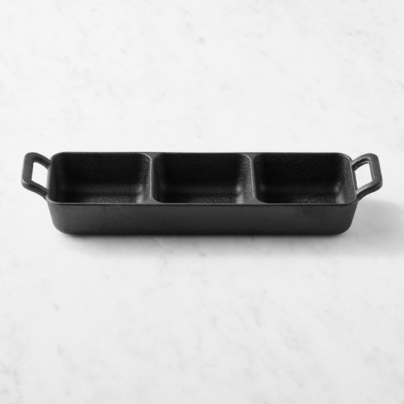 Williams Sonoma Outdoor Seasoned Cast Iron Divided Serving Pan