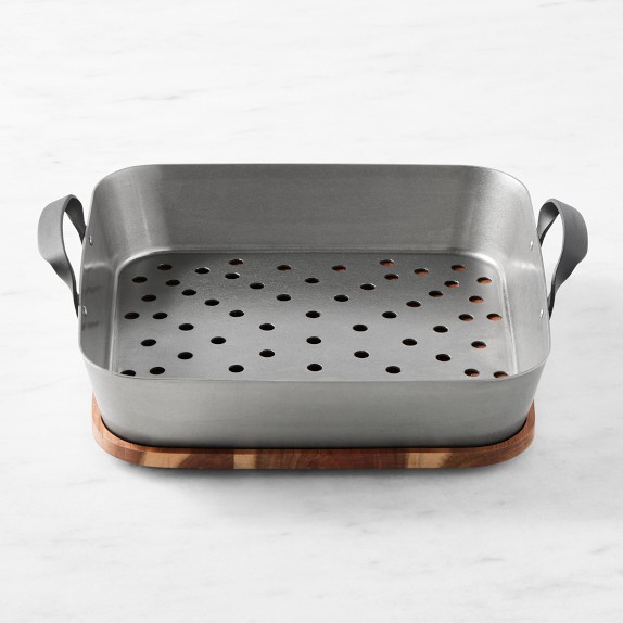 Williams Sonoma Outdoor Stainless-Steel Deep Square Grill Basket with Trivet