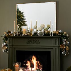 Gilded Champagne Ornament Pre-Lit Faux Wreath &amp; Garland