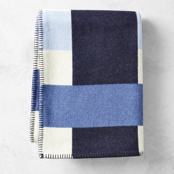 Lesina Merino Wool Throw, Navy