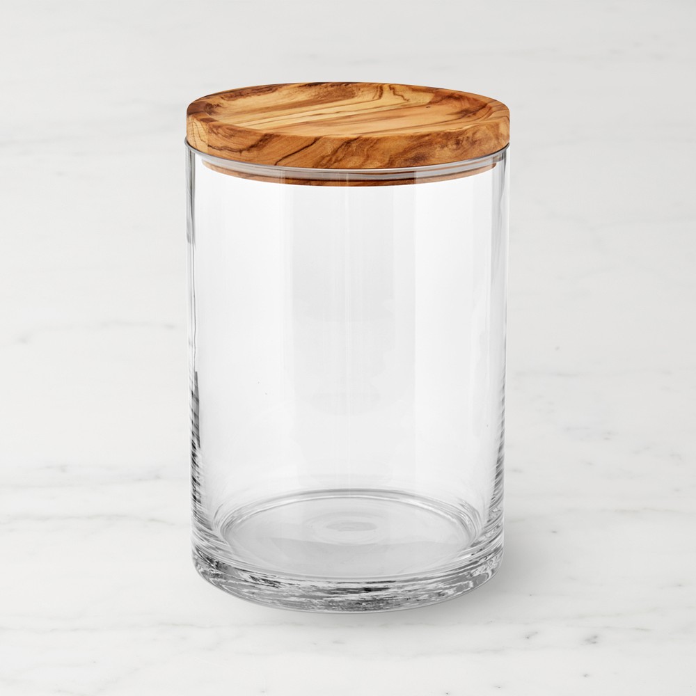 Williams Sonoma Olivewood & Glass Canister Small