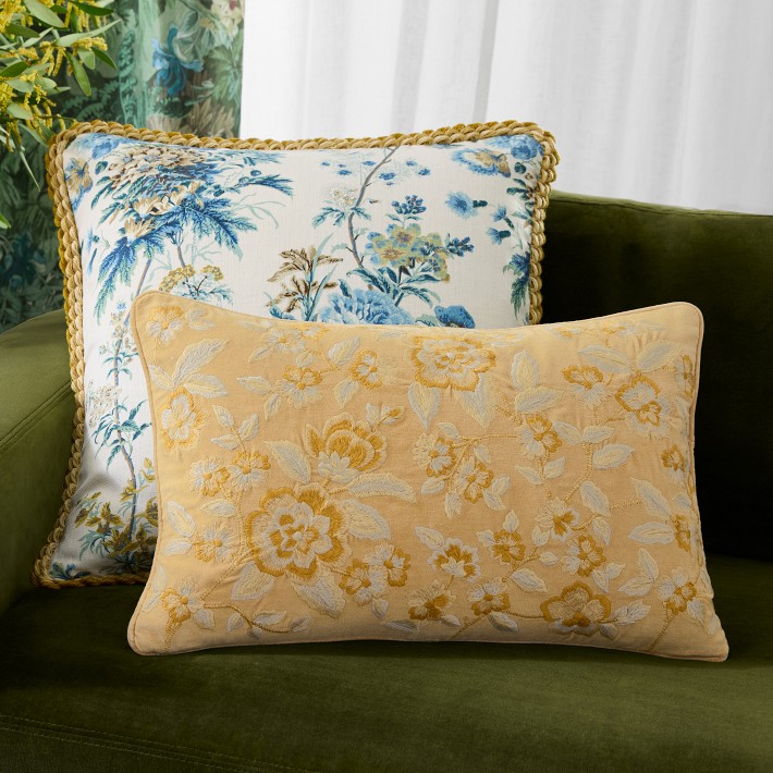 Floral Velvet Embroidered Pillow Cover Williams Sonoma