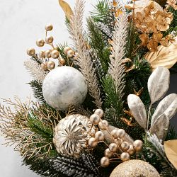 Gilded Champagne Ornament Pre-Lit Faux Wreath &amp; Garland