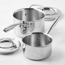 Williams Sonoma Signature Thermo-Clad&#8482; Stainless-Steel Saucepan Set, 1 1/2 &amp; 3-Qt.