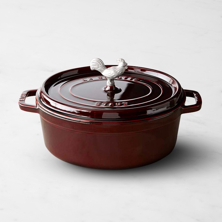 Staub Enameled Cast Iron Oval Dutch Oven, with Animal Knob