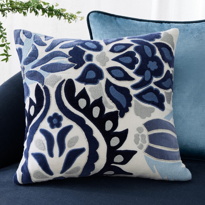 Izlara Floral Applique Patterned Throw Pillow Williams Sonoma