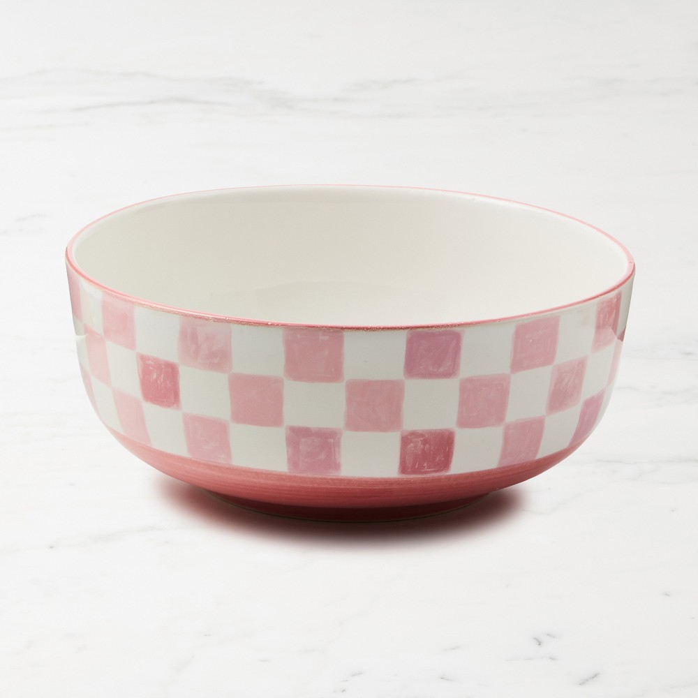 MacKenzie-Childs Stoneware Check Serving Bowl - Pink
