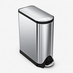 simplehuman™ 40-Liter Dual Butterfly Lid Kitchen Recycling Can, Brushed Stainless