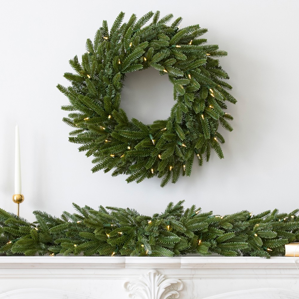Balsam Hill Balsam Fir Pre-Lit Faux Wreath &amp; Garland