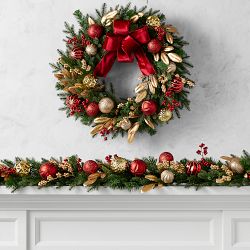 'Twas the Night Before Christmas UV Protected Pre-Lit Faux Wreath &amp; Garland