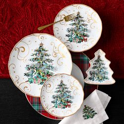 'Twas the Night Before Christmas Figural Tree Appetizer Plates, Set of 4