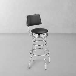 Upholstered Cushion-Back Diner Stool