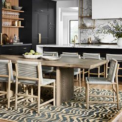 Knife Edge Extendable Rectangular Dining Table, Cerused Heritage Gray (96"-132")