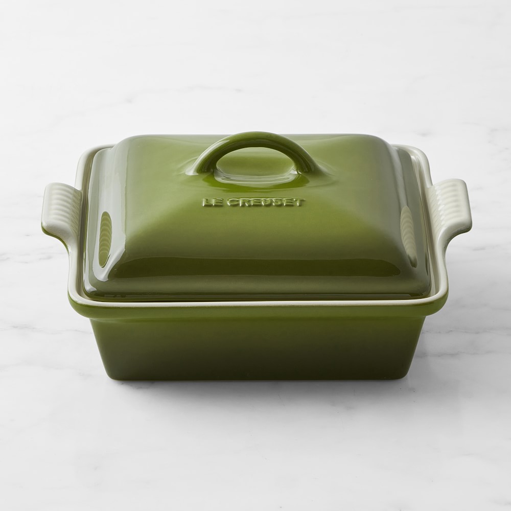 Le Creuset Heritage Stoneware Shallow Square Covered Baker, 2-Qt. - Olive
